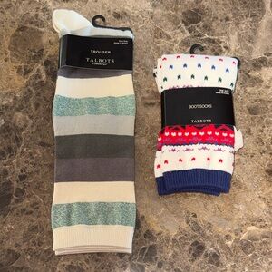 Bundle of 2 NWT Talbots Boot and Trouser Socks, One Size